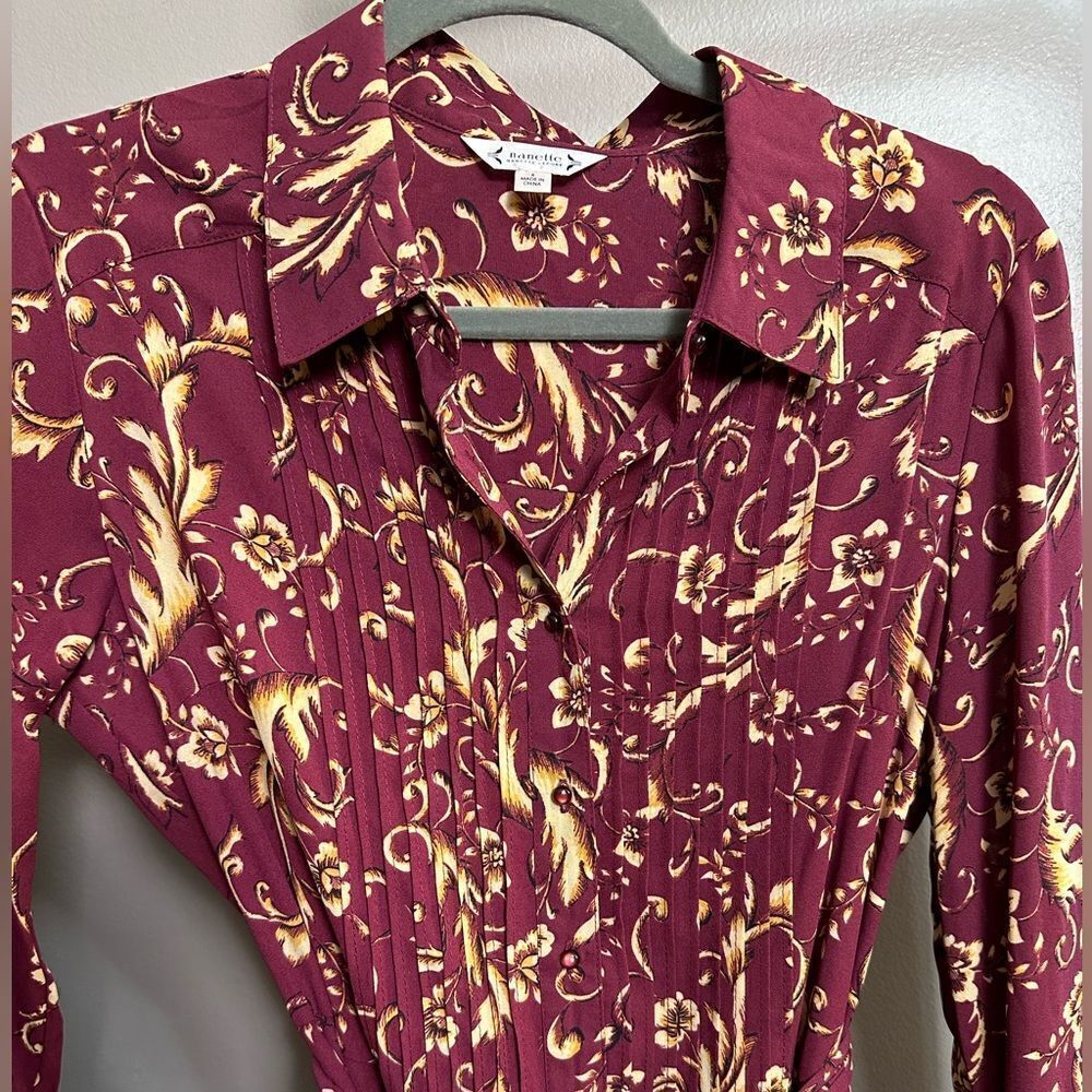 NWT Nanette Lepore Berry/Gold Print long Sleeve Dress - Picture 6 of 13
